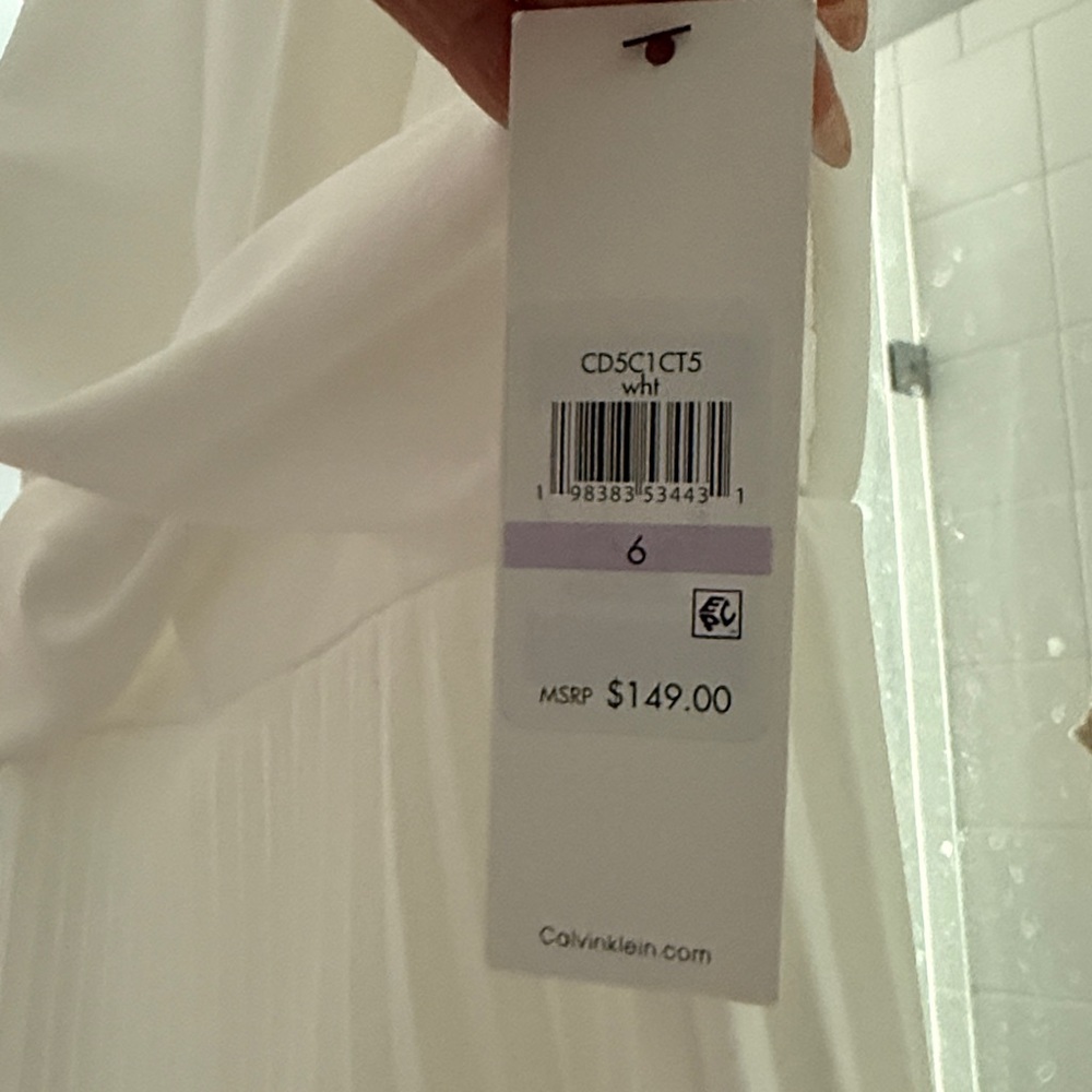 Calvin Klein White Pleated Midi Dress - Picture 3 of 4
